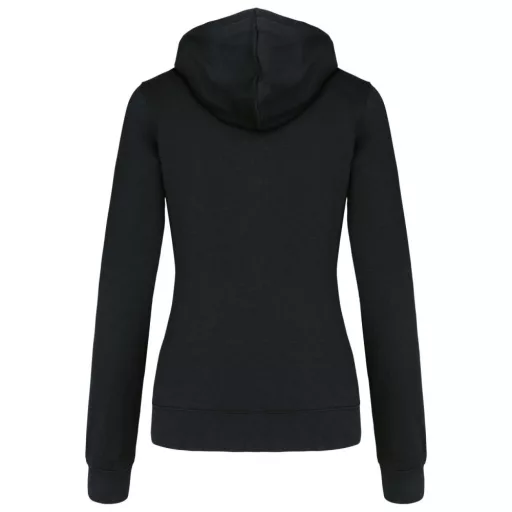 Női cipzáras pulóver kontrasztos bélésű kapucnival, Kariban KA467, Black/Fine Grey-M