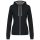 Női cipzáras pulóver kontrasztos bélésű kapucnival, Kariban KA467, Black/Fine Grey-S