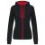 Női cipzáras pulóver kontrasztos bélésű kapucnival, Kariban KA467, Black/Red-2XL