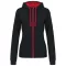 Női cipzáras pulóver kontrasztos bélésű kapucnival, Kariban KA467, Black/Red-XL