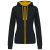 Női cipzáras pulóver kontrasztos bélésű kapucnival, Kariban KA467, Black/Yellow-XS
