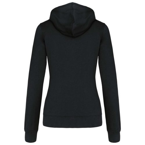 Női cipzáras pulóver kontrasztos bélésű kapucnival, Kariban KA467, Black/Yellow-XS