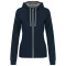 Női cipzáras pulóver kontrasztos bélésű kapucnival, Kariban KA467, Navy/Fine Grey-2XL
