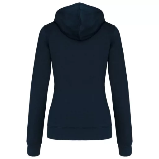 Női cipzáras pulóver kontrasztos bélésű kapucnival, Kariban KA467, Navy/Fine Grey-2XL