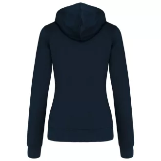   Női cipzáras pulóver kontrasztos bélésű kapucnival, Kariban KA467, Navy/Fine Grey-M