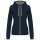 Női cipzáras pulóver kontrasztos bélésű kapucnival, Kariban KA467, Navy/Fine Grey-S