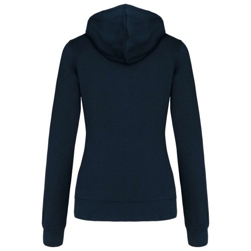 Női cipzáras pulóver kontrasztos bélésű kapucnival, Kariban KA467, Navy/Fine Grey-XS