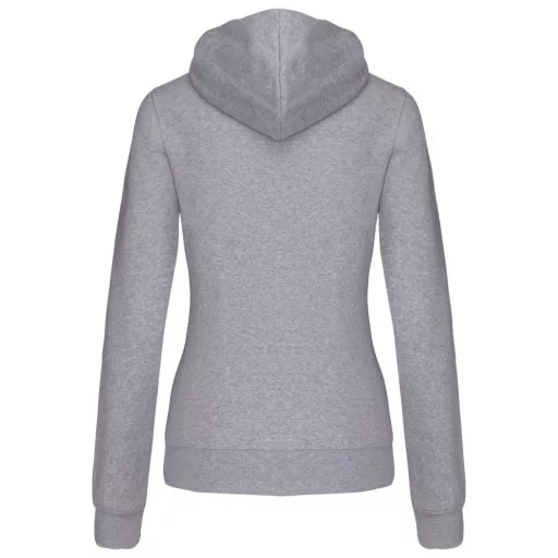 Női cipzáras pulóver kontrasztos bélésű kapucnival, Kariban KA467, Oxford Grey/Navy-2XL