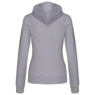  Női cipzáras pulóver kontrasztos bélésű kapucnival, Kariban KA467, Oxford Grey/Navy-S
