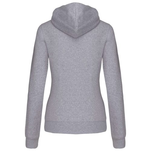 Női cipzáras pulóver kontrasztos bélésű kapucnival, Kariban KA467, Oxford Grey/Navy-XS