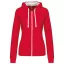Női cipzáras pulóver kontrasztos bélésű kapucnival, Kariban KA467, Red/White-L
