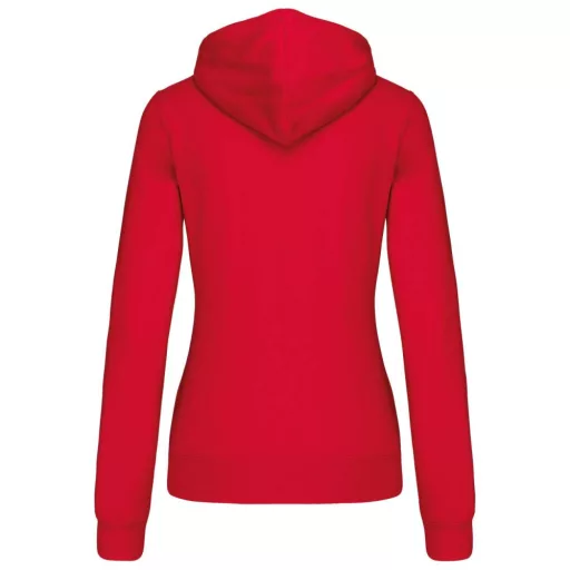 Női cipzáras pulóver kontrasztos bélésű kapucnival, Kariban KA467, Red/White-L