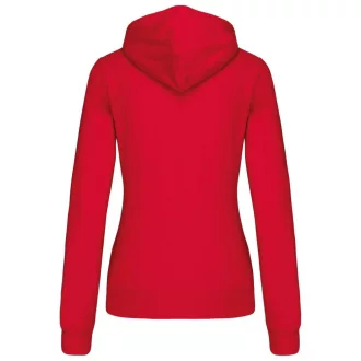   Női cipzáras pulóver kontrasztos bélésű kapucnival, Kariban KA467, Red/White-XS