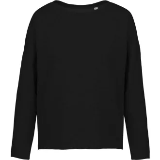   Női laza szabású környakas pulóver, Kariban KA471, Black-L/XL