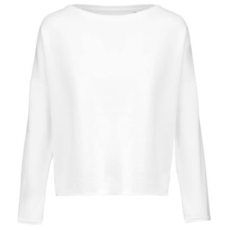   Női laza szabású környakas pulóver, Kariban KA471, Off White-S/M