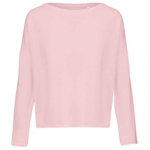 Női laza szabású környakas pulóver, Kariban KA471, Pale Pink-S/M