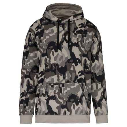 Férfi kapucnis pulóver, Kariban KA476, Grey Camouflage-XS