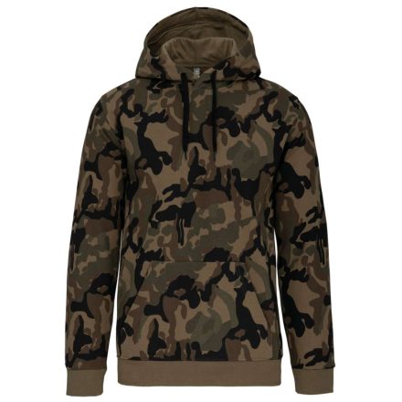 Férfi kapucnis pulóver, Kariban KA476, Olive Camouflage-XL