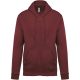 Uniszex cipzáros kapucnis pulóver, Kariban KA479, Wine-2XL