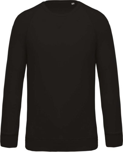 Férfi organikus környakas raglános pulóver, Kariban KA480, Black-S