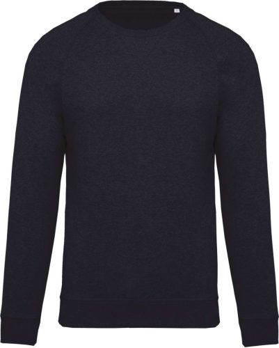 Férfi organikus környakas raglános pulóver, Kariban KA480, French Navy Heather-S