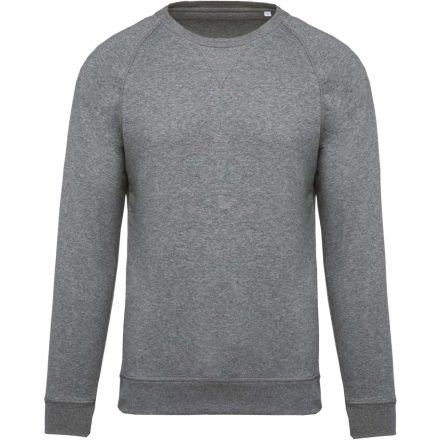 Férfi organikus környakas raglános pulóver, Kariban KA480, Grey Heather-L