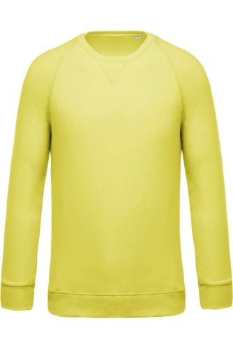 Férfi organikus környakas raglános pulóver, Kariban KA480, Lemon Yellow-2XL