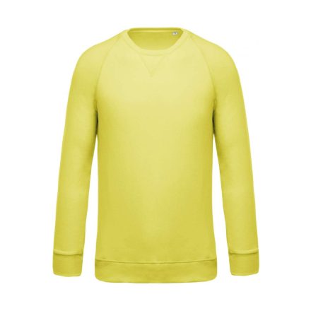 Férfi organikus környakas raglános pulóver, Kariban KA480, Lemon Yellow-L