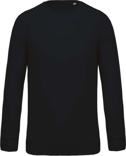 Férfi organikus környakas raglános pulóver, Kariban KA480, Navy-XL