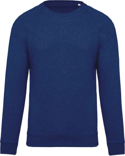 Férfi organikus környakas raglános pulóver, Kariban KA480, Ocean Blue Heather-S