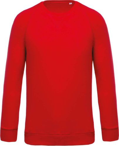 Férfi organikus környakas raglános pulóver, Kariban KA480, Red-M
