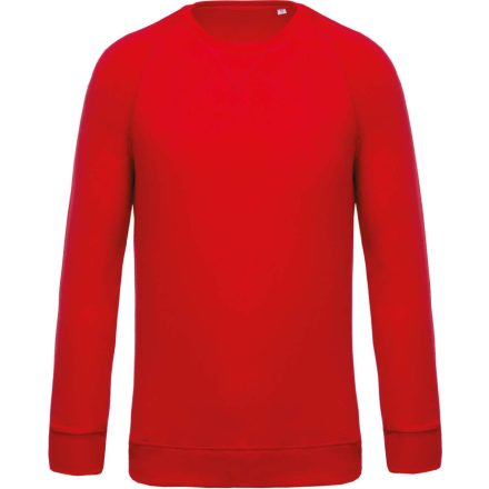 Férfi organikus környakas raglános pulóver, Kariban KA480, Red-S