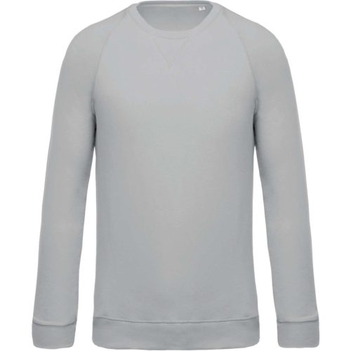 Férfi organikus környakas raglános pulóver, Kariban KA480, Snow Grey-M