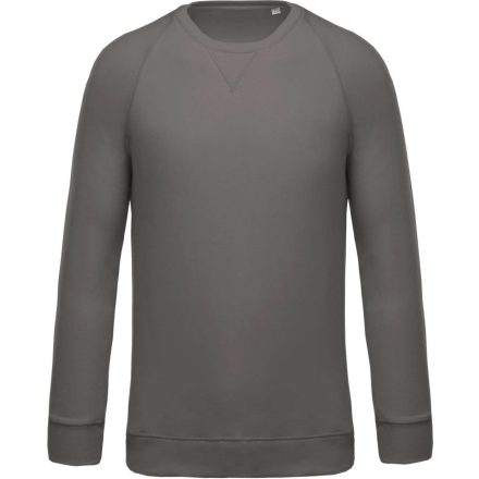 Férfi organikus környakas raglános pulóver, Kariban KA480, Storm Grey-XL