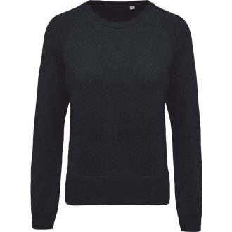   Női raglános organikus környakas pulóver, Kariban KA481, French Navy Heather-XS