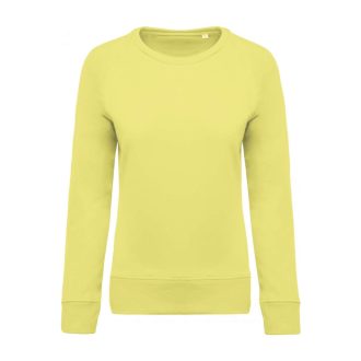   Női raglános organikus környakas pulóver, Kariban KA481, Lemon Yellow-XS