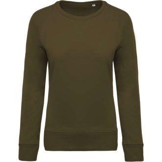   Női raglános organikus környakas pulóver, Kariban KA481, Mossy Green-XS