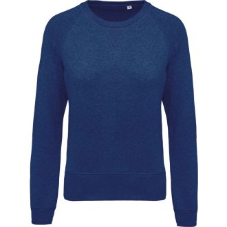   Női raglános organikus környakas pulóver, Kariban KA481, Ocean Blue Heather-XS