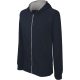 Gyermek cipzáras pulóver bélelt kontrasztos kapucnival, Kariban KA486, Navy/Fine Grey-6/8