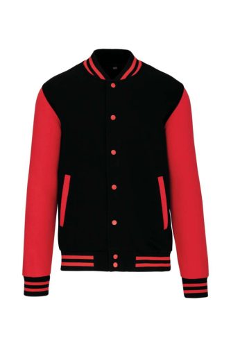 Uniszex  vastag patentos pulóver, Kariban KA497, Black/Red-S