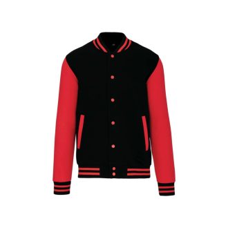   Uniszex  vastag patentos pulóver, Kariban KA497, Black/Red-XS