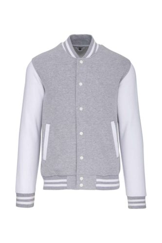 Uniszex  vastag patentos pulóver, Kariban KA497, Oxford Grey/White-3XL