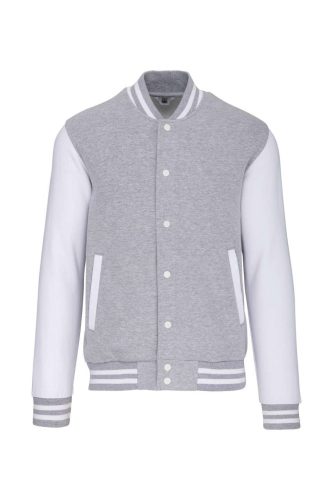 Uniszex  vastag patentos pulóver, Kariban KA497, Oxford Grey/White-L