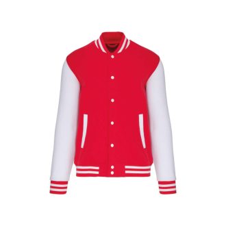   Uniszex  vastag patentos pulóver, Kariban KA497, Red/White-XS