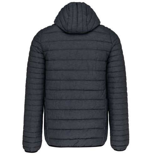 Férfi meleg és ultrakönnyű kapucnis bélelt kabát , Kariban KA6110, Marl Dark Grey-S