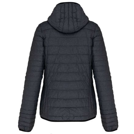 Női kapucnis bélelt meleg és ultrakönnyű kabát , Kariban KA6111, Marl Dark Grey-S