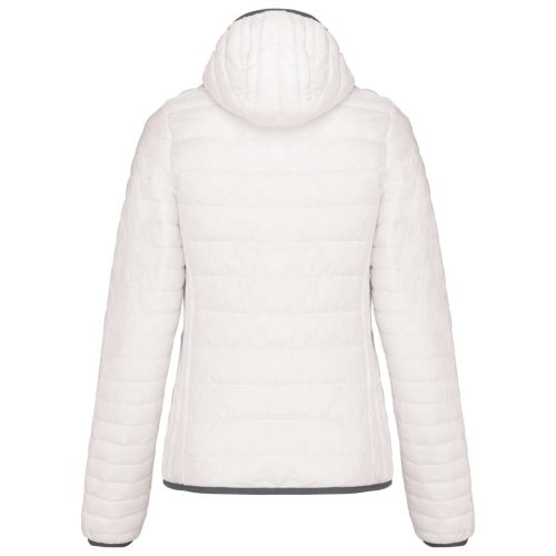 Női kapucnis bélelt meleg és ultrakönnyű kabát , Kariban KA6111, White-2XL