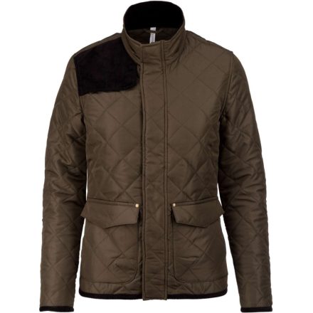 Női steppelt kabát, Kariban KA6127, Mossy Green/Black-M