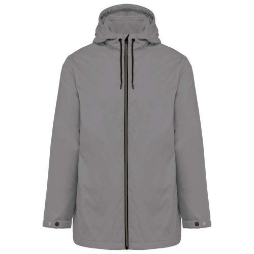 Uniszex kapucnis kabát, mikropolár béléssel, Kariban KA6153, Silver-S