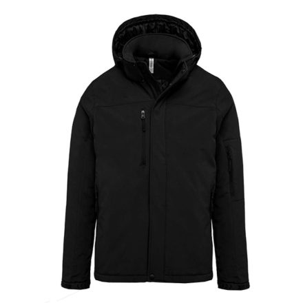 Férfi kapucnis, bélelt softshell kabát, Kariban KA650, Black-M